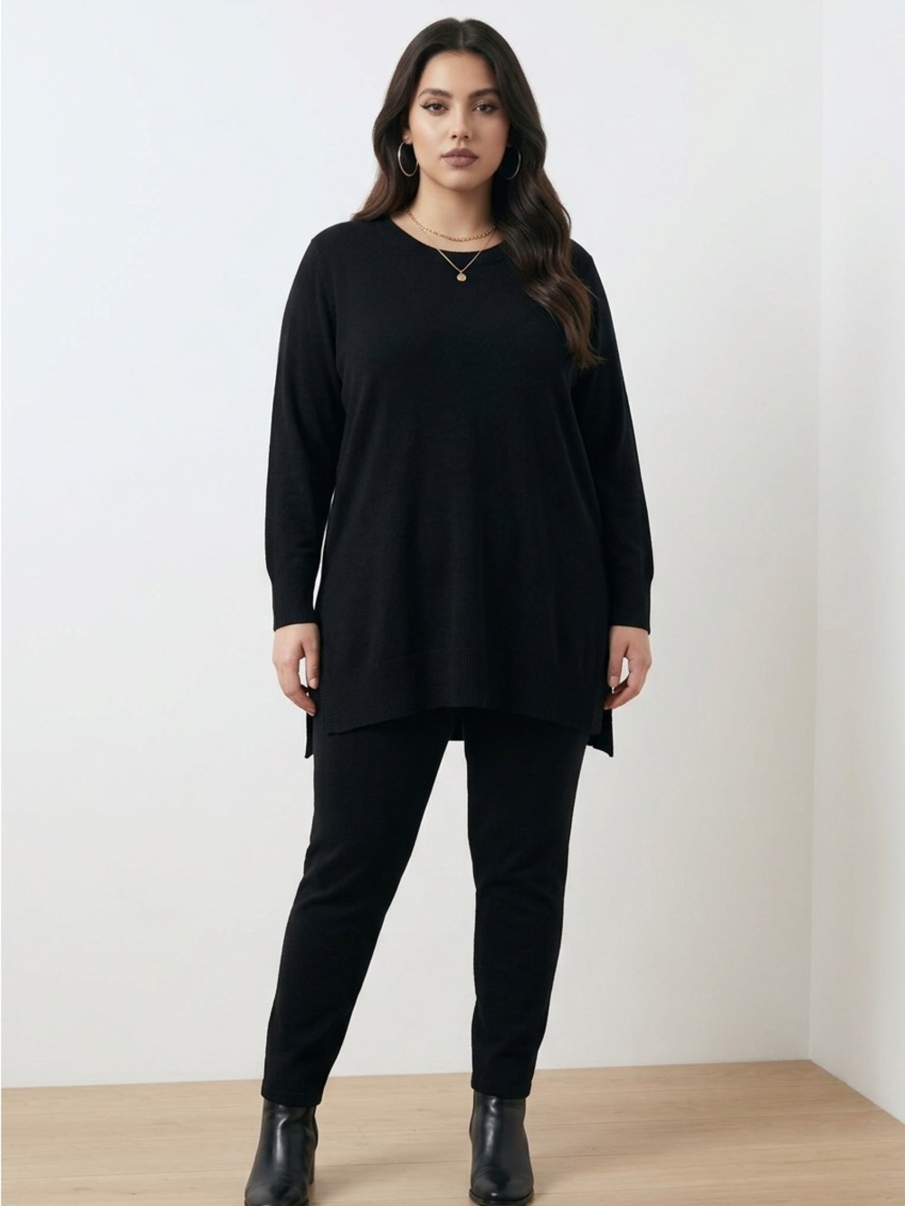 Cable & Gauge Black Long Sleeve Tunic Sweater